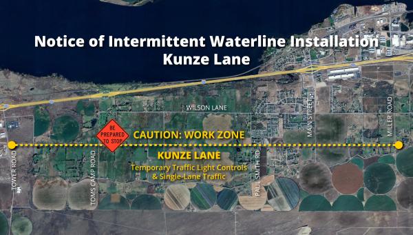 Image depicting traffic construction along Kunze Lane in Boardman, Oregon