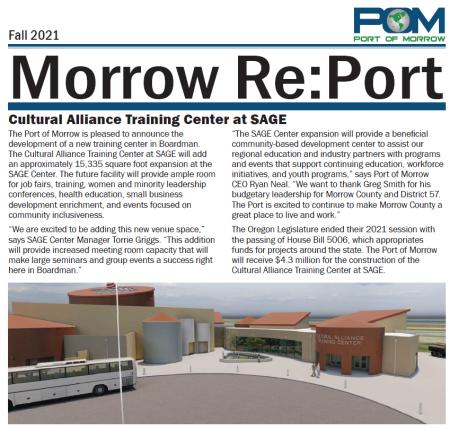 A screenshot of the Morrow Re:Port front page