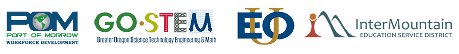 POM Workforce Logo, Go STEM Logo, EOU Logo, and IMESD logo